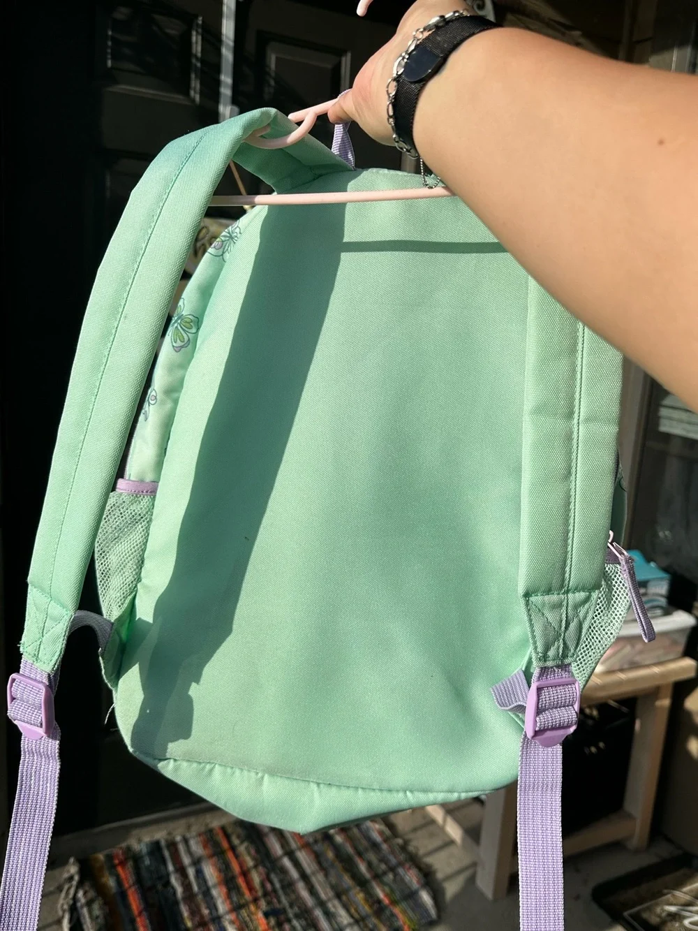 Cat & Jack Mint Green Butterfly Backpack with Lavender Accents